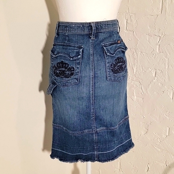 Candie's Vintage Skirt Pencil Midi Denim Blue Jean Y2K 90s Pockets Slit Junior 7 - Picture 2 of 16